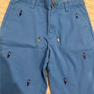 Vineyard Vines Boys  Blue Embroidered Surf Pattern Shorts